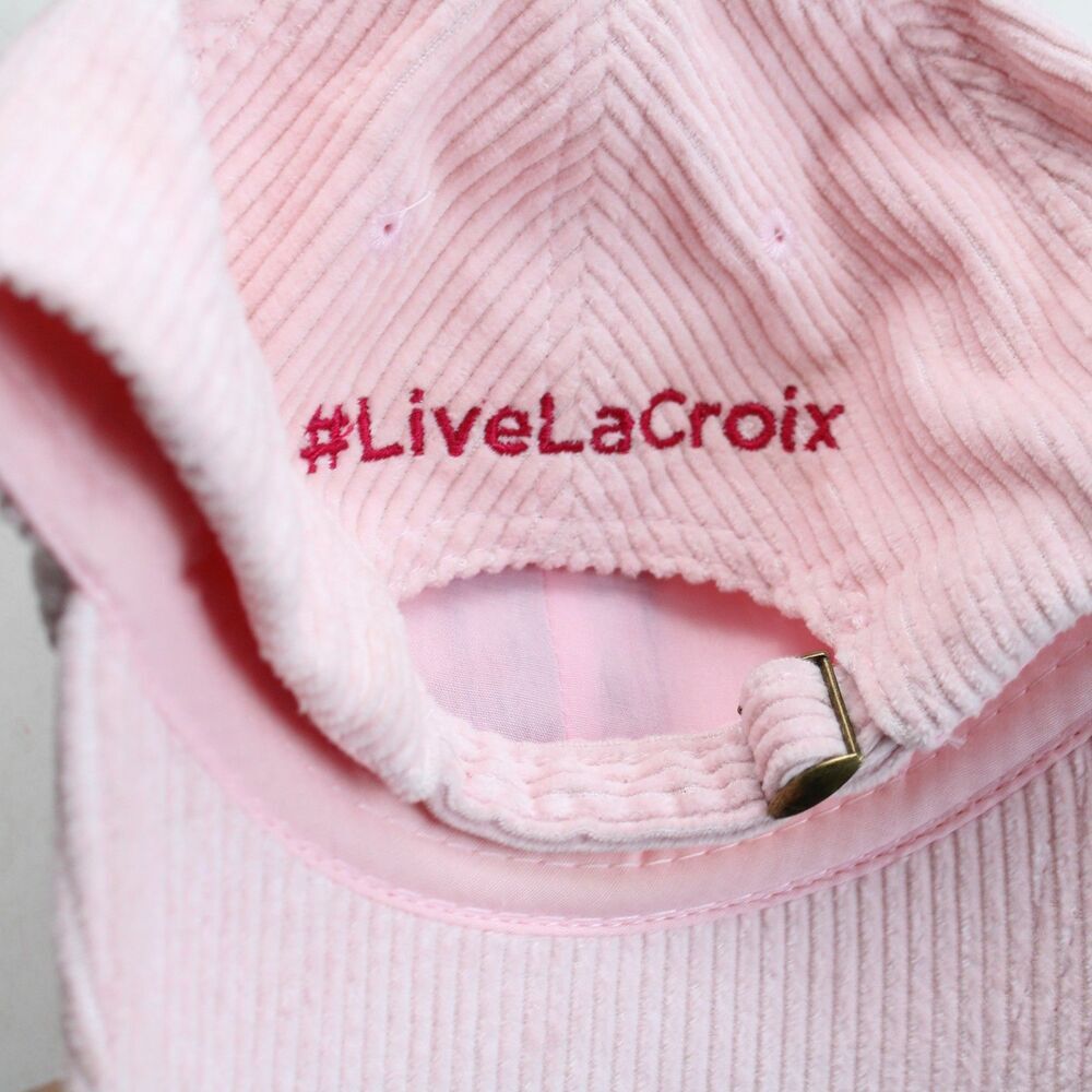 LaCroix Pink Corduroy Cherry Blossom Adjustable Baseball Dad Hat One Size - Picture 3 of 4